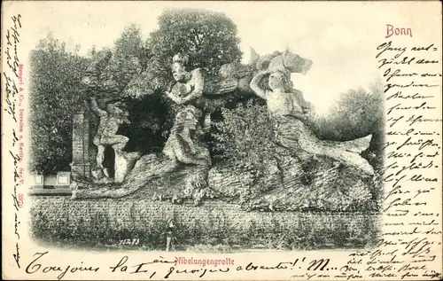 Relief Ak Bonn am Rhein, Nibelungengrotte