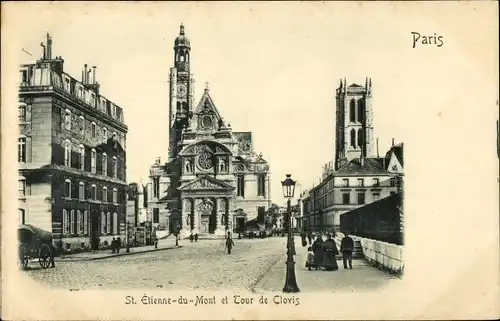 Relief Ak Paris V, Montagne Sainte Geneviève, Eglise Saint Étienne du Mont, Tour de Clovis