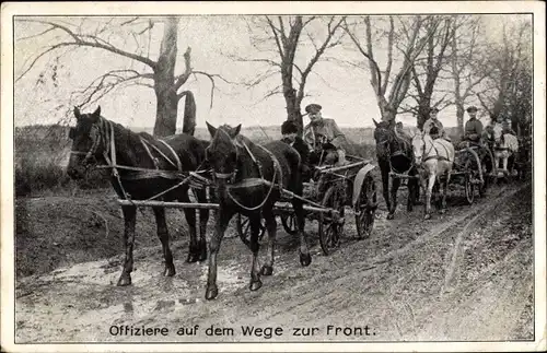Ak Offiziere auf dem Weg zur Front, Kutschen