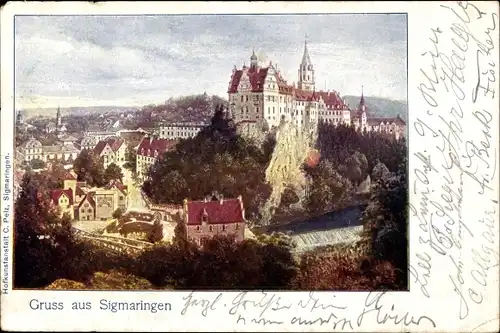 Künstler Ak Sigmaringen an der Donau Baden Württemberg, Gesamtansicht
