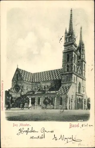 Relief Ak Basel Bâle Stadt Schweiz, Das Münster
