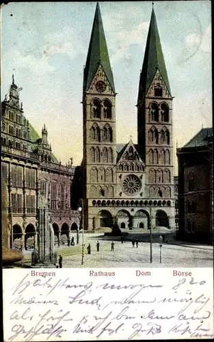 Relief Ak Hansestadt Bremen, Rathaus, Dom, Börse