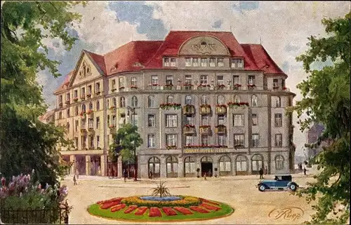 Künstler Ak Ruep, Dresden Altstadt Sachsen, Palasthotel Weber