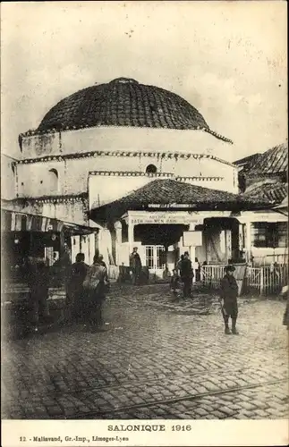 Ak Thessaloniki Griechenland, Straßenpartie, Gebäude, Passanten