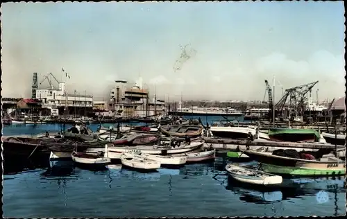 Ak Oran Algerien, Le Port de Peche et la Capitainerie, Boote, Kräne