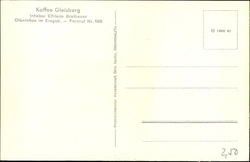 Ak Olbernhau im Erzgebirge Sachsen, Kaffee Gleisberg, Innenansicht