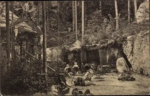 Ak Oybin in Sachsen, Waldtheater, Wieland der Schmied, Freilichtbühne