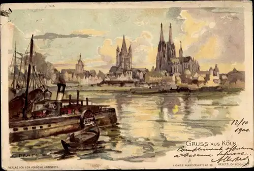 Künstler Litho Pfaff, C., Köln am Rhein, Ortsansicht