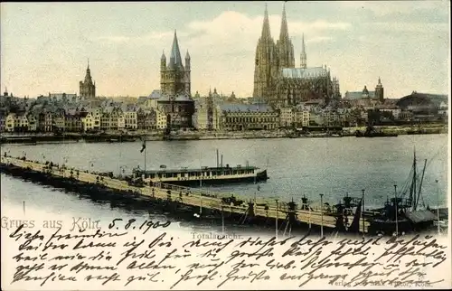 Ak Köln am Rhein, Totalansicht, Dom, Brücke