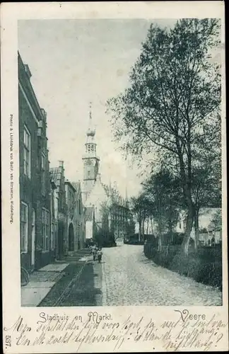 Ak Veere Zeeland Niederlande, Stadhuis en Markt