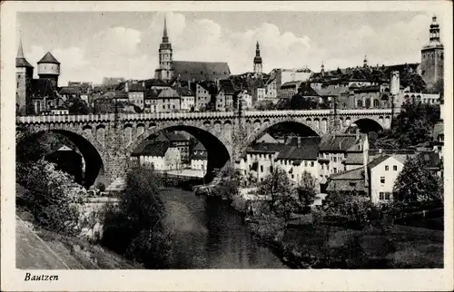 Ak Bautzen in der Lausitz, Ortsansicht mit Brücke
