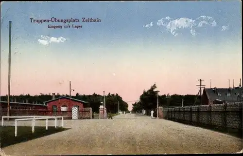 Ak Zeithain in Sachsen, Truppenübungsplatz, Eingang ins Lager