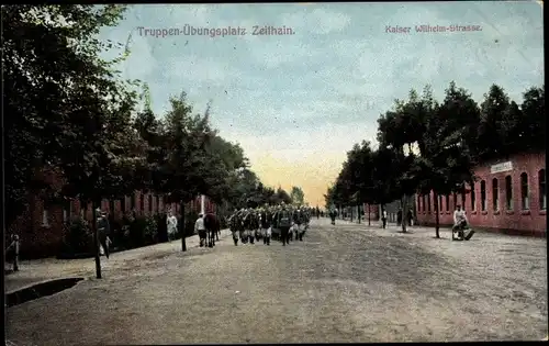 Ak Zeithain in Sachsen, Truppenübungsplatz, Kaiser Wilhelm Straße