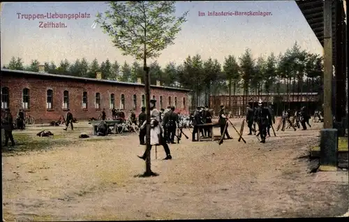 Ak Zeithain in Sachsen, Truppenübungsplatz, Infanterie Barackenlager