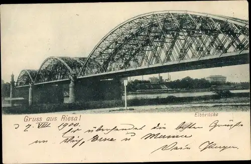 Ak Riesa an der Elbe Sachsen, Elbbrücke
