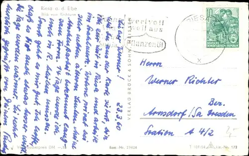 Ak Riesa an der Elbe Sachsen, Blick vom Kirchturm