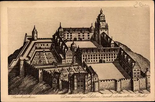 Künstler Ak Saarbrücken, das einstige Schloss