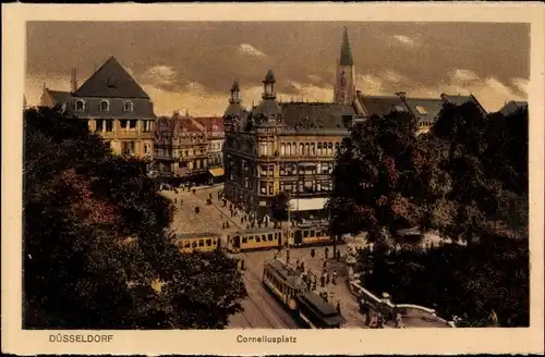 Ak Düsseldorf am Rhein, Corneliusplatz, Straßenbahn