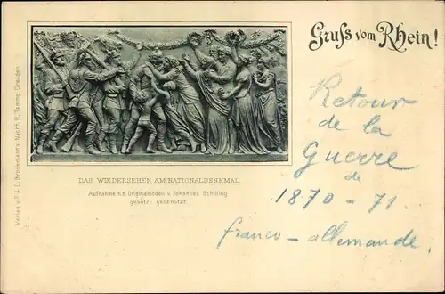 Ak Rüdesheim am Rhein, Niederwald Nationaldenkmal, Das Wiedersehen-Relief