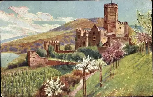 Künstler Ak Oberlahnstein Lahnstein am Rhein, Burg Lahneck