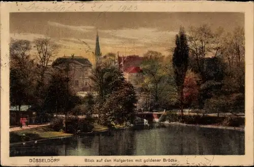 Ak Düsseldorf am Rhein, Hofgarten mit goldener Brücke