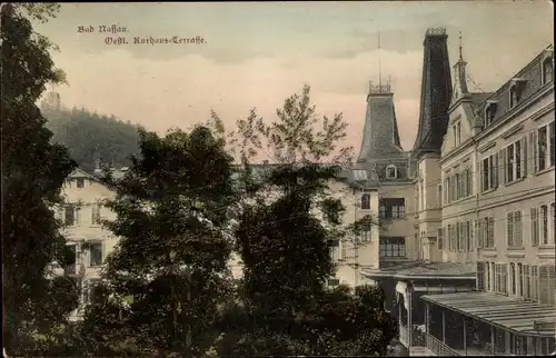 Ak Bad Nassau an der Lahn, Kurhaus Terrasse