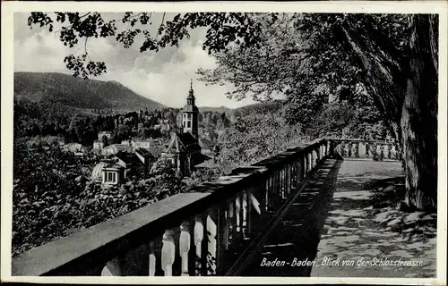 Ak Baden Baden am Schwarzwald, Blick von der Schlossterrasse