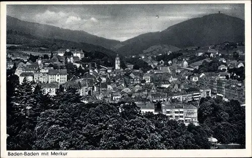 Ak Baden Baden am Schwarzwald, Panorama mit Merkur