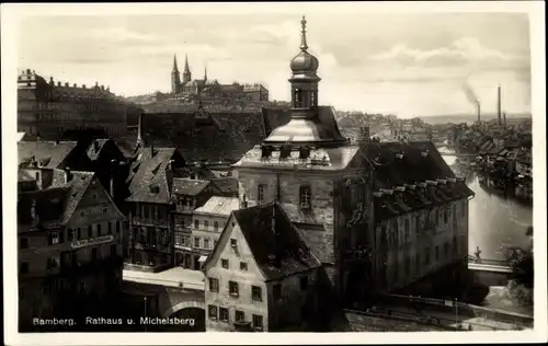 Ak Bamberg in Oberfranken, Rathaus und Michaelsberg