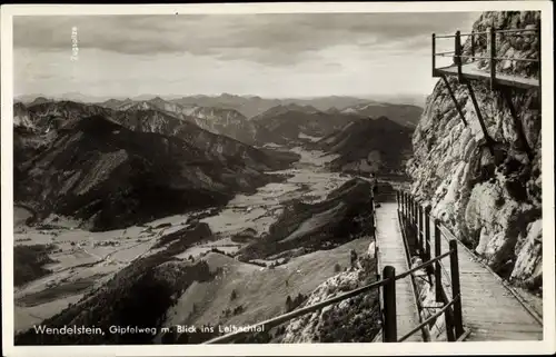 Ak Bayrischzell im Mangfallgebirge Oberbayern, Wendelstein, Gipfelweg mit Blick ins Leitzachtal