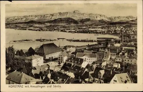 Ak Konstanz am Bodensee, Panorama mit Kreuzlingen und Säntis