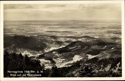 Ak Offenburg am Schwarzwald, Hornisgrinde, Blick auf die Rheinebene