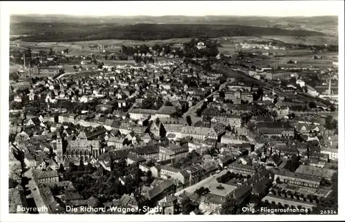 Ak Bayreuth in Oberfranken, Fliegeraufnahme, Stadtpanorama