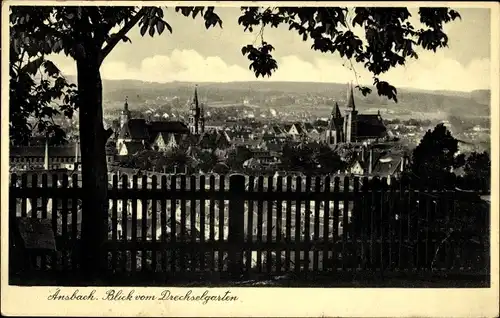 Ak Ansbach, Blick vom Drechselgarten