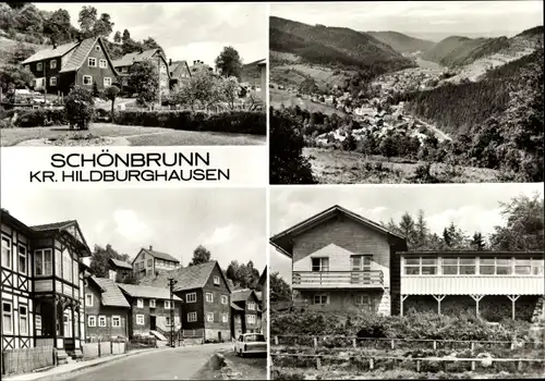 Ak Schönbrunn Schleusegrund im Thüringer Wald, Panorama, Straßenpartien