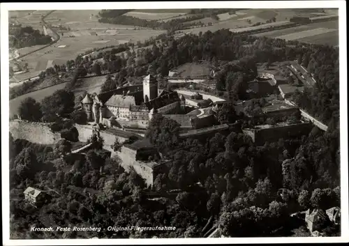 Ak Kronach Oberfranken, Fliegeraufnahme der Feste Rosenberg