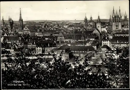 Ak Würzburg am Main Unterfranken, Blick auf die Türme