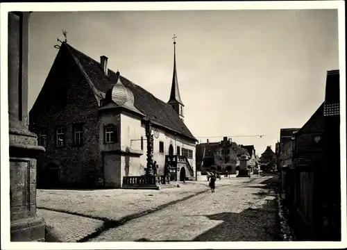 Ak Frickenhausen am Main Unterfranken, Rathaus und Mariensäule