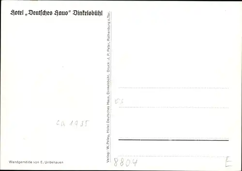 Ak Dinkelsbühl in Mittelfranken, Hotel Deutsches Haus, Wandgemälde, Gedicht