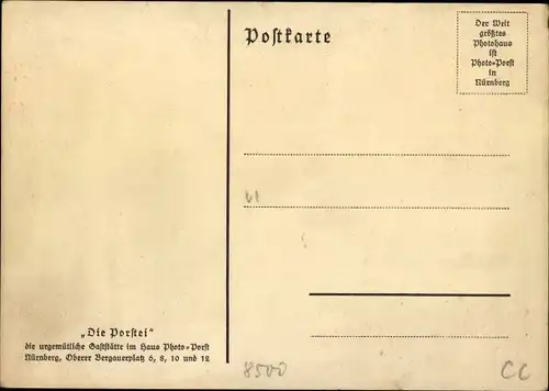 Ak Nürnberg in Mittelfranken,  Gaststätte Die Porstei