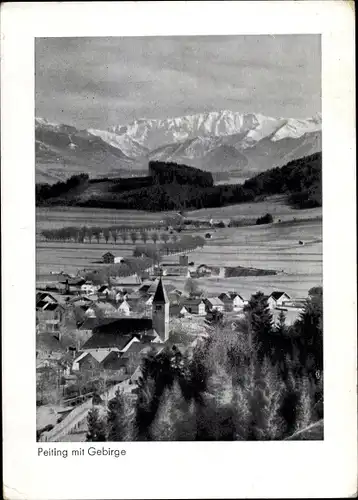 Ak Peiting in Oberbayern, Teilansicht mit Gebirge