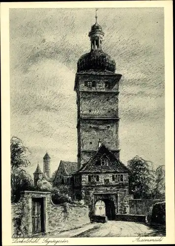 Künstler Ak Dinkelsbühl in Mittelfranken, Segringer Tor