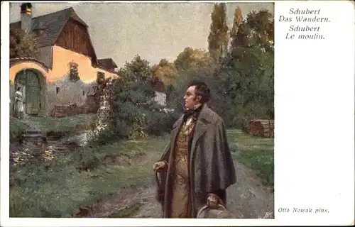 Künstler Ak Nowak, Otto, Österr. Komponist Franz Schubert, Das Wandern