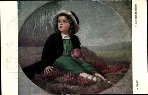 Künstler Ak Adam, L., Heideprinzesschen, Mädchen mit Ball