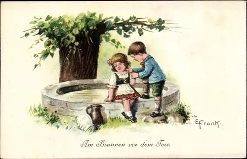 Künstler Ak Frank, Elly, Am Brunnen vor dem Tore, Kinder