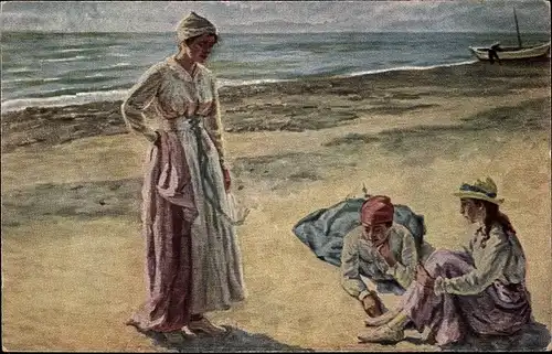 Künstler Ak Wilhjelm, J., Sommermorgen, Dänische Kunst, Frauen am Strand