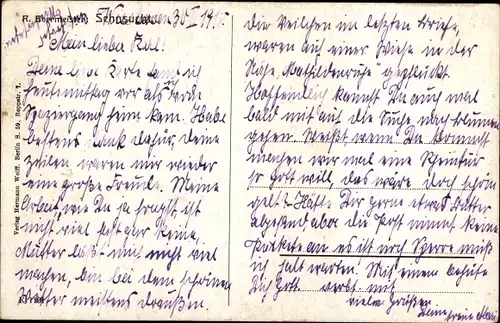 Künstler Ak Borrmeister, R., Sehnsucht, Frau in grünem Kleid