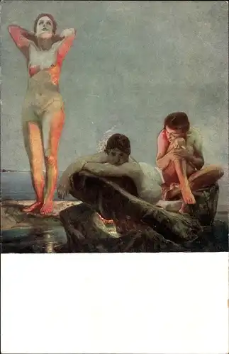 Künstler Ak Klinger, Max, Blaue Stunde, Frauenakt