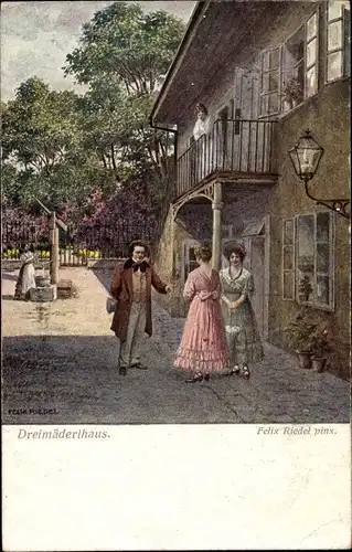 Künstler Ak Riedel, Felix, Dreimäderlhaus, Österr. Komponist Franz Schubert