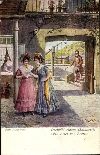 Künstler Ak Riedel, Felix, Dreimäderlhaus, Österr. Komponist Franz Schubert